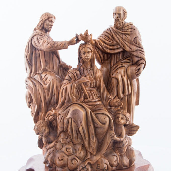 Coronation of Virgin Mary, Carved Wooden Masterpiece 11.5"
