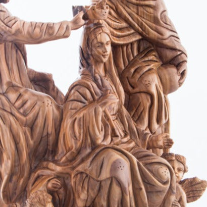 Coronation of Virgin Mary, Carved Wooden Masterpiece 11.5"