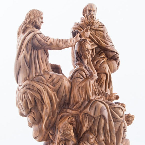 Coronation of Virgin Mary, Carved Wooden Masterpiece 11.5"