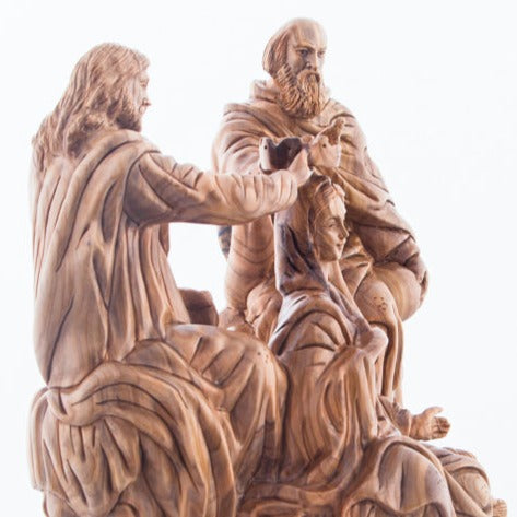 Coronation of Virgin Mary, Carved Wooden Masterpiece 11.5"
