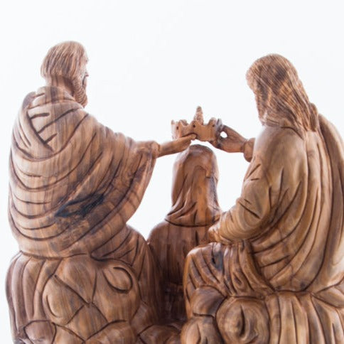 Coronation of Virgin Mary, Carved Wooden Masterpiece 11.5"