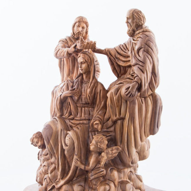 Coronation of Virgin Mary, Carved Wooden Masterpiece 11.5"