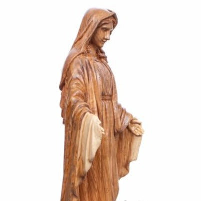 Olive Wood Our Lady of the Grace Statue - Statuettes - Bethlehem Handicrafts