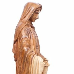 Olive Wood Our Lady of the Grace Statue - Statuettes - Bethlehem Handicrafts
