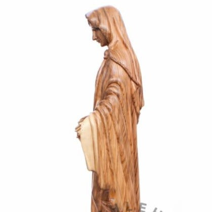 Olive Wood Our Lady of the Grace Statue - Statuettes - Bethlehem Handicrafts
