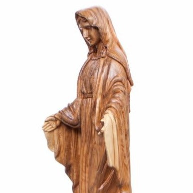 Olive Wood Our Lady of the Grace Statue - Statuettes - Bethlehem Handicrafts
