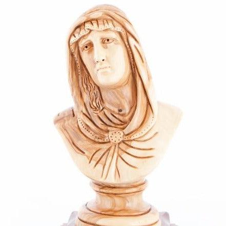 Olive Wood Virgin Mary with Base - Statuettes - Bethlehem Handicrafts