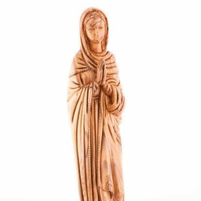 Hand Carved Olive Wood Praying Virgin Mary - Statuettes - Bethlehem Handicrafts