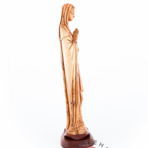 Hand Carved Olive Wood Praying Virgin Mary - Statuettes - Bethlehem Handicrafts