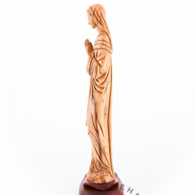 Hand Carved Olive Wood Praying Virgin Mary - Statuettes - Bethlehem Handicrafts