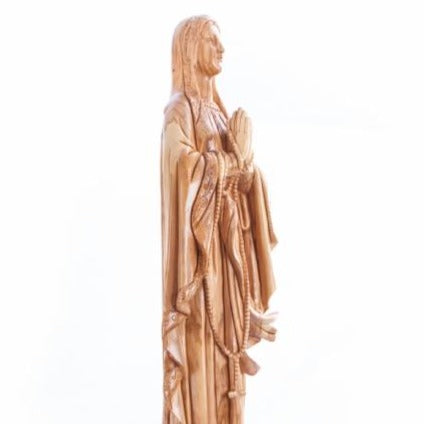 Olive Wood Praying Virgin Mary with a Rosary - Statuettes - Bethlehem Handicrafts