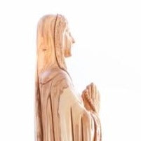 Olive Wood Praying Virgin Mary with a Rosary - Statuettes - Bethlehem Handicrafts