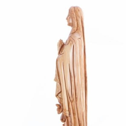 Olive Wood Praying Virgin Mary with a Rosary - Statuettes - Bethlehem Handicrafts