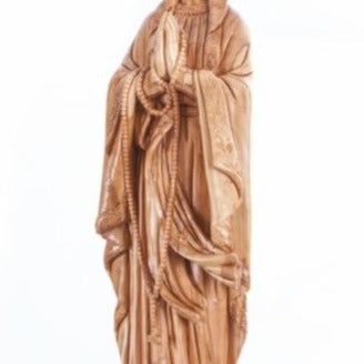 Olive Wood Praying Virgin Mary with a Rosary - Statuettes - Bethlehem Handicrafts