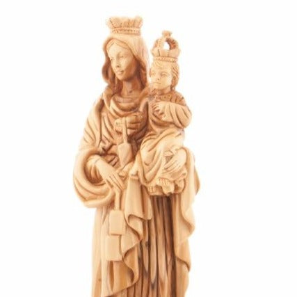 Olive Wood Our Lady of Mount Carmel Statue - Statuettes - Bethlehem Handicrafts