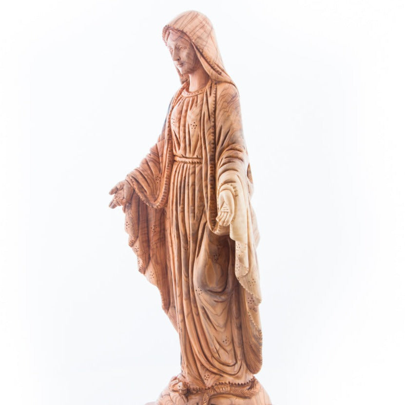 Virgin Mary, Olive Wood Carving, 16" Statue from Bethlehem