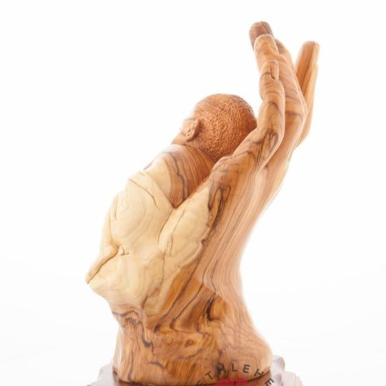 “Protected by the Hand of God” Statue, 12.4" , Olive Wood from the Holy Land