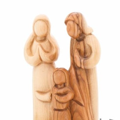 Abstract Hand Carved Jesus, Mary and Joseph Olive Wood Sculpture - Statuettes - Bethlehem Handicrafts