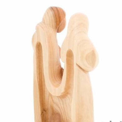 Abstract Hand Carved Jesus, Mary and Joseph Olive Wood Sculpture - Statuettes - Bethlehem Handicrafts