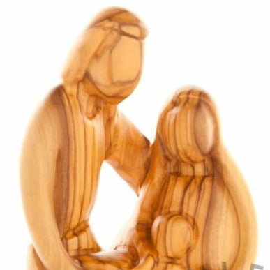 Jesus, Mary and Joseph Olive Wood Statue (Abstract) - Statuettes - Bethlehem Handicrafts