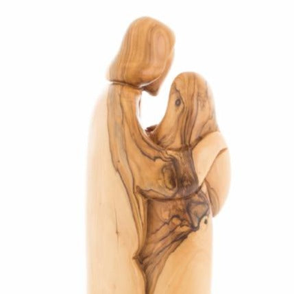 Hand Carved Olive Wood Adoring Holy Family Statue (Abstract) - Statuettes - Bethlehem Handicrafts