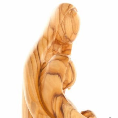 Abstract Olive Wood Statue of the Holy Family with Base - Statuettes - Bethlehem Handicrafts