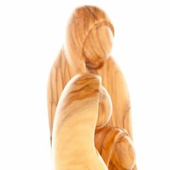 Handcrafted Olive Wood Holy Family Statue on Wooden Base (Abstract) - Statuettes - Bethlehem Handicrafts
