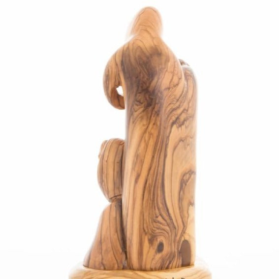 Abstract Olive Wood Jesus, Mary and Joseph Sculpture with a Lantern - Statuettes - Bethlehem Handicrafts