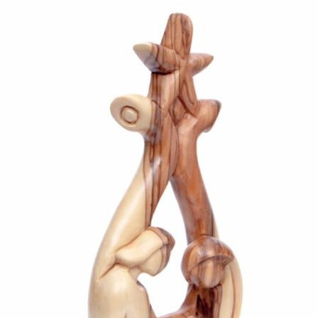 Abstract Olive Wood Holy Family Sculpture (Star Edition) - Statuettes - Bethlehem Handicrafts