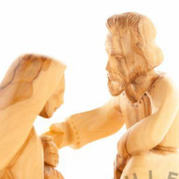 Olive Wood Holy Family Statue - Statuettes - Bethlehem Handicrafts