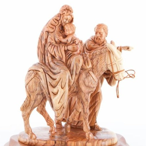 Flight into Egypt's Hand Carved Wooden Statue - Statuettes - Bethlehem Handicrafts