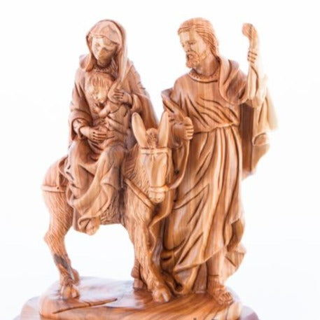 The Flight into Egypt's Wooden Statue - Statuettes - Bethlehem Handicrafts