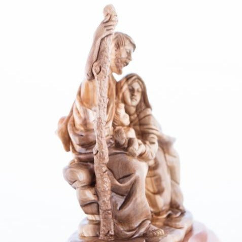 Unique Hand Carved Olive Wood Holy Family Statue - Statuettes - Bethlehem Handicrafts