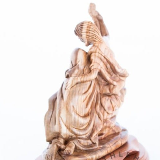 Unique Hand Carved Olive Wood Holy Family Statue - Statuettes - Bethlehem Handicrafts