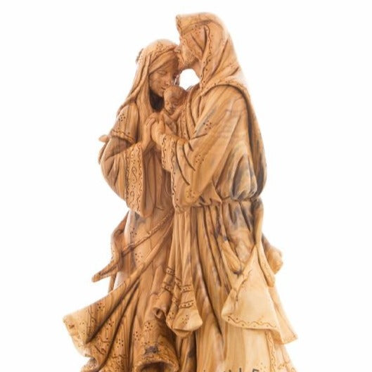 Olive Wood Adoring Holy Family Masterpiece Statue - Statuettes - Bethlehem Handicrafts