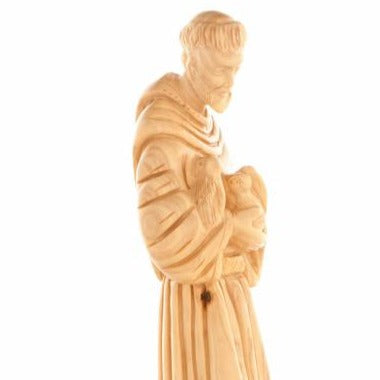 St. Francis of Assisi Olive Wood Hand Carved Statue - Statuettes - Bethlehem Handicrafts