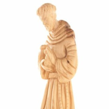 St. Francis of Assisi Olive Wood Hand Carved Statue - Statuettes - Bethlehem Handicrafts