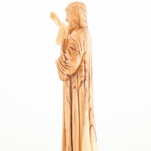 Olive Wood Saint Charbel Statue - Statuettes - Bethlehem Handicrafts