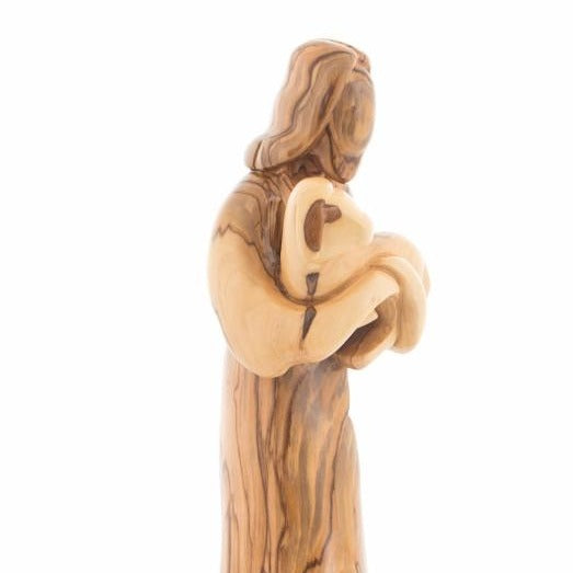 Abstract Olive Wood Good Shepherd Carving - Statuettes - Bethlehem Handicrafts