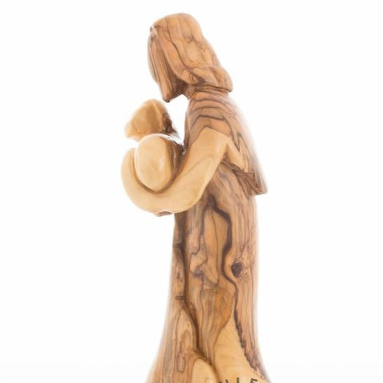 Abstract Olive Wood Good Shepherd Carving - Statuettes - Bethlehem Handicrafts