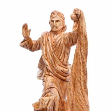 Jesus The Fisherman's Carved Wooden Statue - Statuettes - Bethlehem Handicrafts