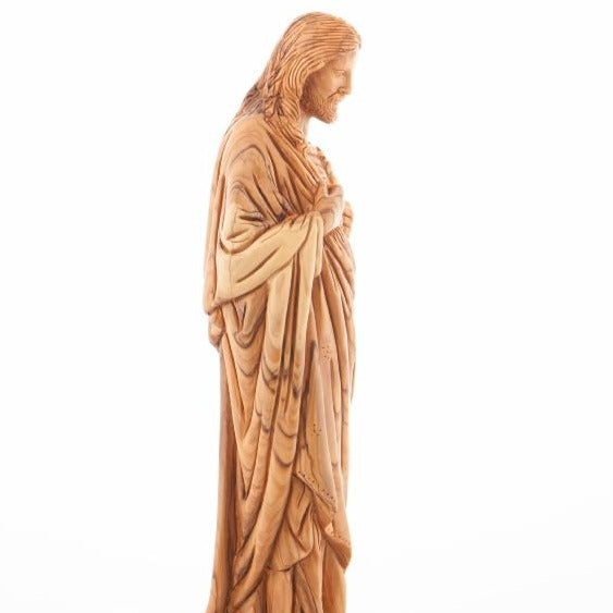 Olive Wood “Sacred Heart of Jesus” Statue - Statuettes - Bethlehem Handicrafts