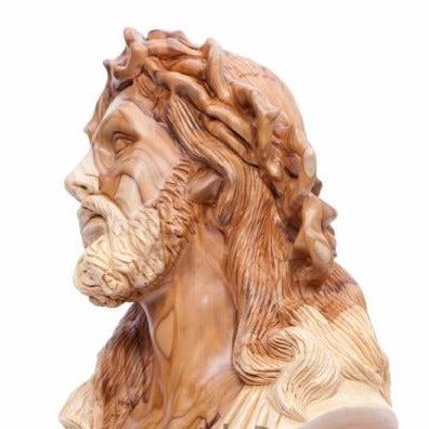 Hand Carved Bust of Jesus Head - Statuettes - Bethlehem Handicrafts