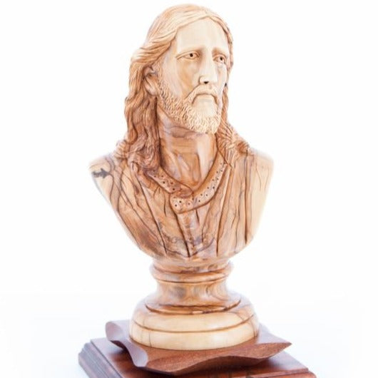 Carved Wooden Bust of Jesus' Head - Statuettes - Bethlehem Handicrafts