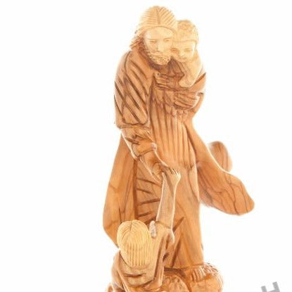 Wood Carved Jesus With The Children - Statuettes - Bethlehem Handicrafts