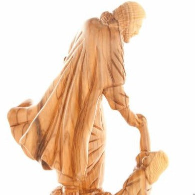 Wood Carved Jesus With The Children - Statuettes - Bethlehem Handicrafts