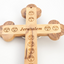 Budded Cross Crucifix fourteen Stations Engraved on Back From Jerusalem Holy Land Olive Wood