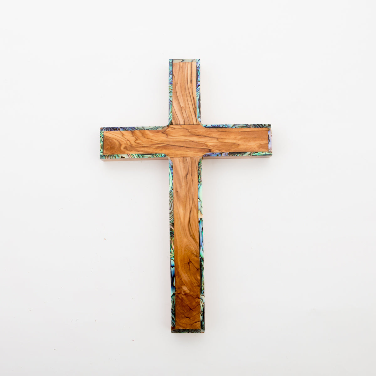 Olive Wood Cross with Mother of Pearl Made in the Holy Land