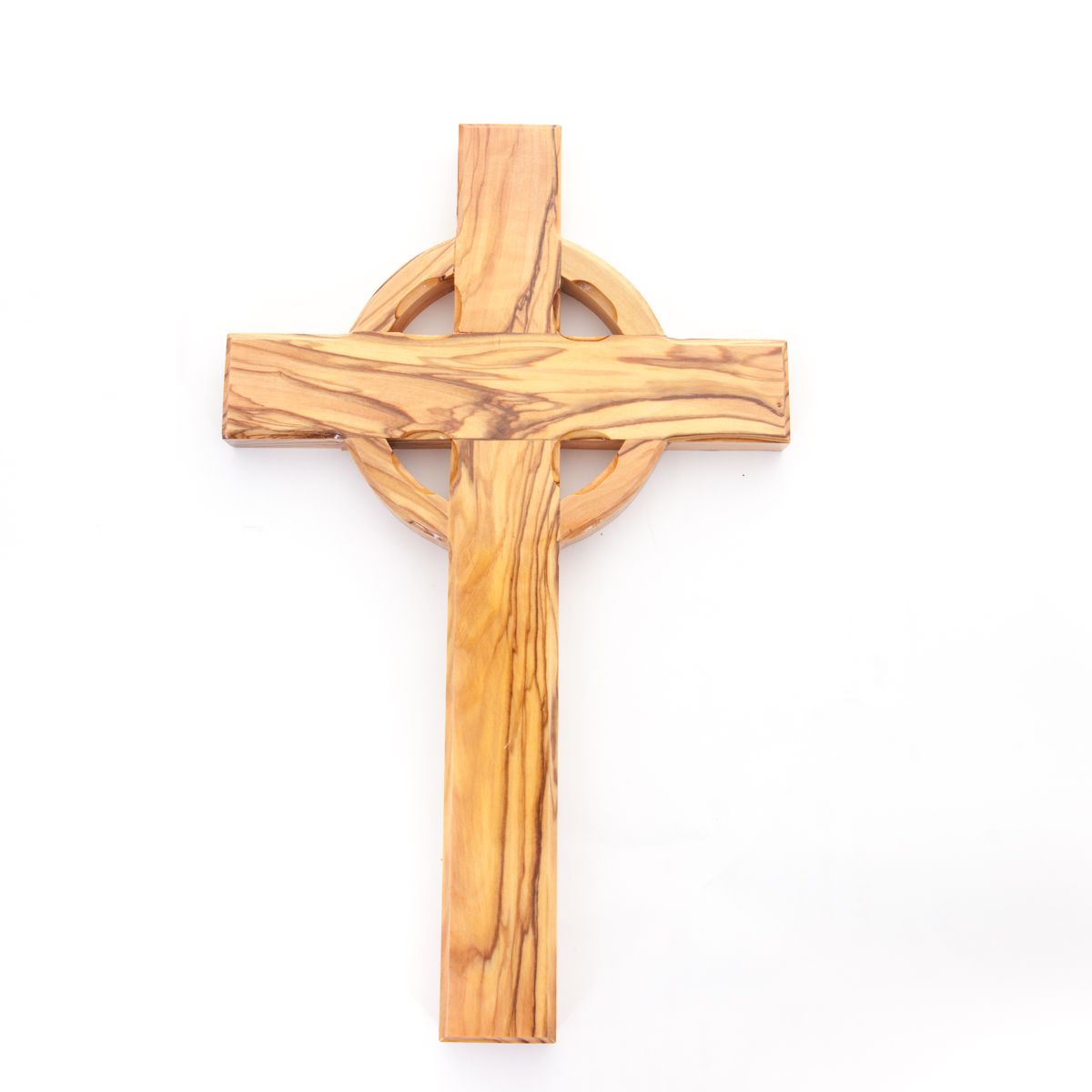 Celtic Olive Wood Cross with 14 Stations of the Cross Engraved on the Back Made in the Holy Land by Christians Catholic Gift Home Jerusalem