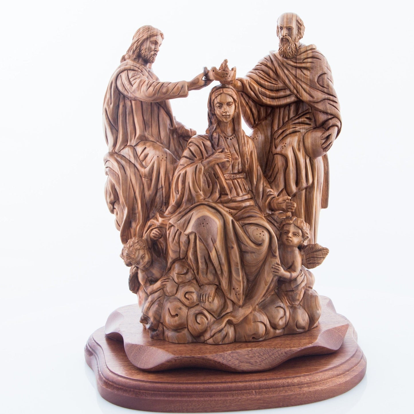 Coronation of Virgin Mary, Carved Wooden Masterpiece 11.5"
